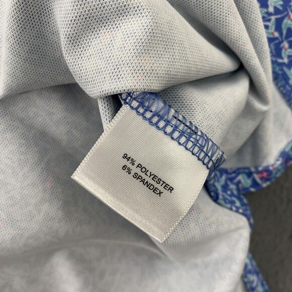 Peter Millar Polo Shirt Mens 2XL Blue Summer Comfort Floral Golf Performance - Picture 11 of 16